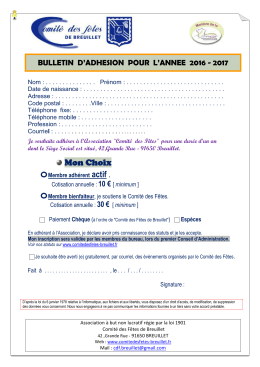 Bulletin d`adhésion 2016 - Breuillet