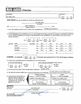 Télécharger l`avis d`élection - Municipalité de Val