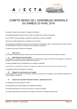 Rapport AG 2016 Exercice 2015