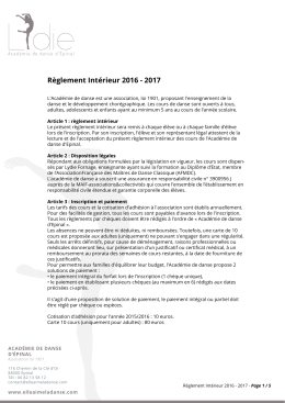 Règlement Intérieur 2016 - 2017