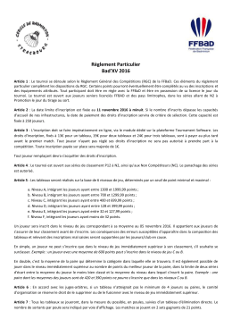 Règlement Particulier - Hautepierre Badminton Club