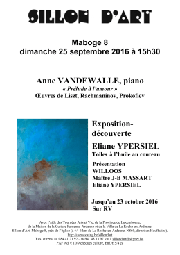 Anne VANDEWALLE, piano Exposition- découverte Eliane