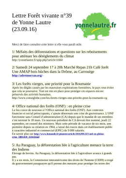 Lettre Forêt vivante n°39 de Yonne Lautre (23.09.16)