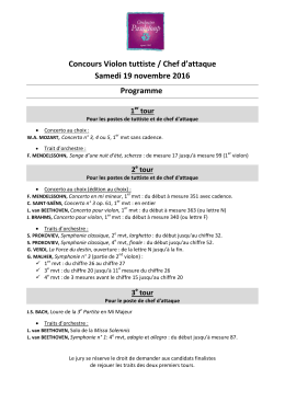 Concours Violon tuttiste / Chef d`attaque Samedi 19 novembre 2016