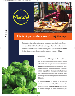 MONDO - Restaurant L`Italie à son meilleur avec le chef Giuseppe