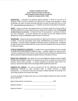 Document des termes et conditions - Saint-Aimé-du-Lac-des-Iles