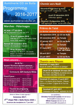 Programme des activités 2016-2017