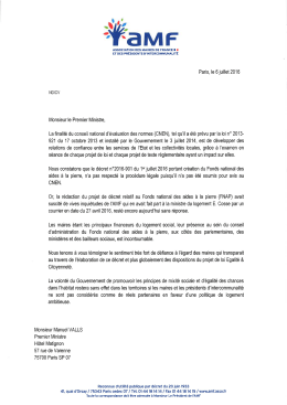 Association des Maires de France (courrier adress&eacute; au 1er