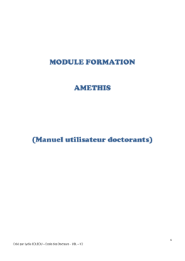 MODULE FORMATION AMETHIS (Manuel utilisateur doctorants)