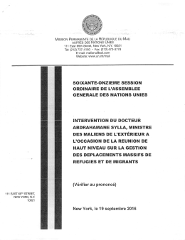 Page 1 MISSION PERMANENTE DE LA RÉPUBLIQUE DU MALI