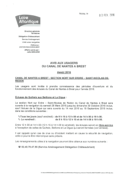 Mars à Octobre 2016 de 9h15 à 12h et de 14h à 19h