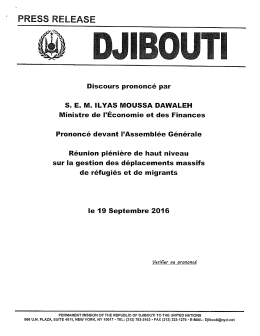 Page 1 Discours prononc&eacute; par S. E. M. ILYAS MOUSSA DAWALEH