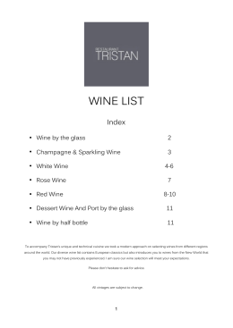 Wine List - Restaurant Tristan