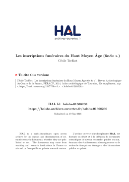 Les inscriptions funéraires du Haut Moyen Âge (6e-9e s.) - Hal-SHS