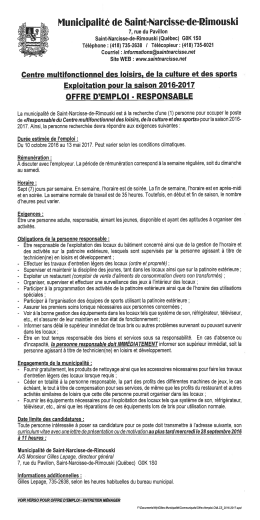 T&eacute;l&eacute;charger la nouvelle - Municipalit&eacute; de Saint-Narcisse-de
