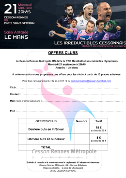 offres clubs - Ligue de Handball des Pays de la Loire