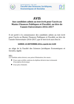 AVIS - Facultés des Sciences Juridiques, Economiques et Sociales