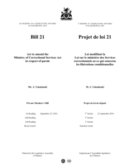 Bill 21 Projet de loi 21 - the Legislative Assembly of Ontario