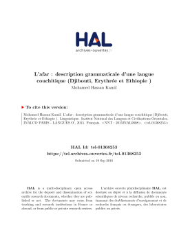 L`afar : description grammaticale d`une langue couchitique - Hal-SHS
