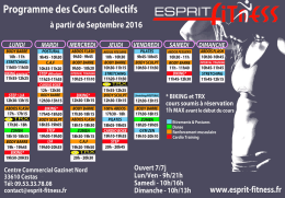 Page 1 Programme des Cours Collectifs à partir de Septembre 2016