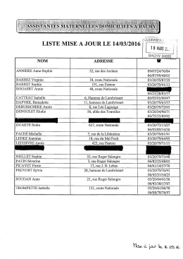 Page 1 LISTE MISE A JOUR LE 14/03/2016 | NOM ADRESSE