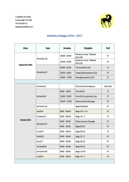 Activités et Stages 2016 - 2017