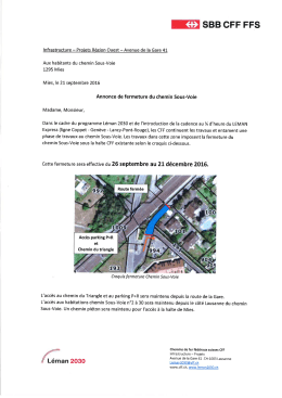 Annonce de Fermeture du Chemin Sous-Voie d&egrave;s le 26