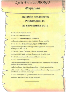 Page 1 | JOURNÉE DES ÉLÈVES PROGRAMME DU 23