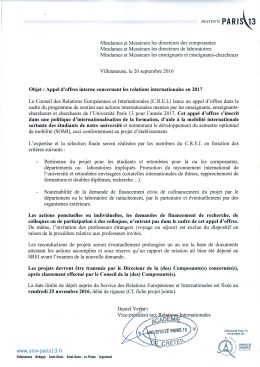 Courrier appel d`offrres