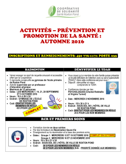 activités – prévention et promotion de la santé : automne 2016