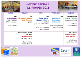 Page 1 Secteur Famille : La Rentrée 2016 MARDI JEUDI