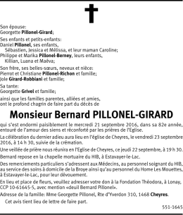 Monsieur Bernard PILLONEL-GIRARD