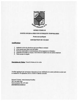 Page 1 OFFRE D`EMPLOI POSTES JOURNALIERS NON
