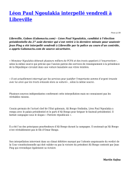 Léon Paul Ngoulakia interpellé vendredi à Libreville