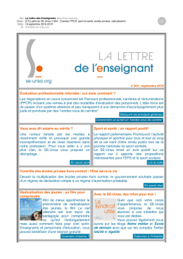 Lettre n° 304 - Septembre 2016 - enseignants de l`unsa - SE-Unsa