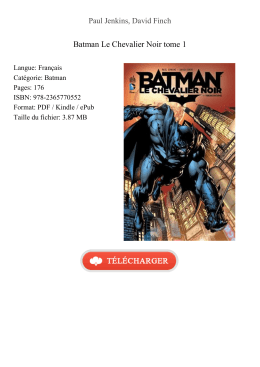 Batman Le Chevalier Noir tome 1
