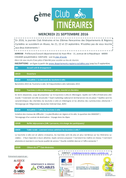 Programme du 6e Club Itinéraires.