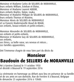 Monsieur Baudouin de SELLIERS de MORANVILLE