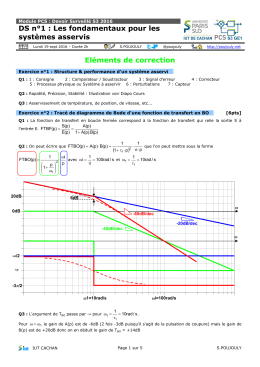 DS n°1 : Les fondamentaux pour les systèmes asservis Eléments de