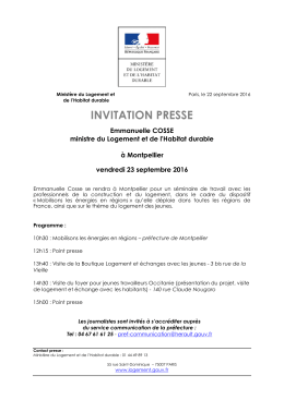 invitation presse - Ministère du Logement et de l`Habitat durable