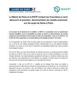 La Mairie de Paris et la RATP invitent les Franciliens à venir