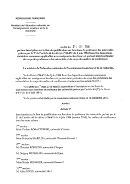Arrêté du 21 septembre 2016