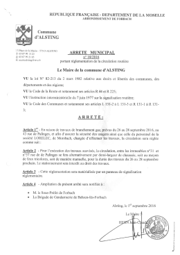 lire l`arrêté municipal - Site officiel de la commune d`ALSTING