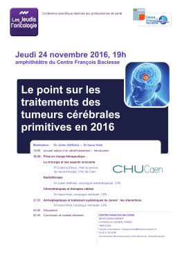 Le point sur les traitements des tumeurs cérébrales primitives en 2016