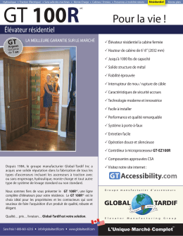 GT 100R - Global Tardif Groupe manufacturier d`ascenseurs