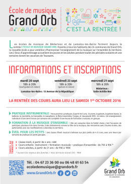 École de Musique Grand Orb - flyer inscriptions 2016 PDF
