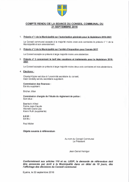 Extrait de la séance du Conseil communal du 21.09.2016