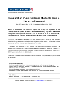Inauguration d`une résidence étudiante dans le 19e arrondissement