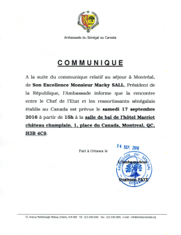 lire la suite - Ambassade de la R&eacute;publique du S&eacute;n&eacute;gal &agrave; Ottawa