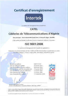 Page 1 Certificat d`enregistrement Intertek Le Système de